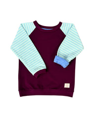 Mitwachsendes leichtes Langarmshirt aus Bio Baumwolljersey Kinder | Pflaume- Hellblau