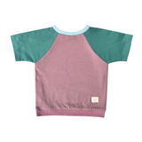 Mitwachsendes T-Shirt Kinder | Baumwolljersey | Altrosa - Staubgrün