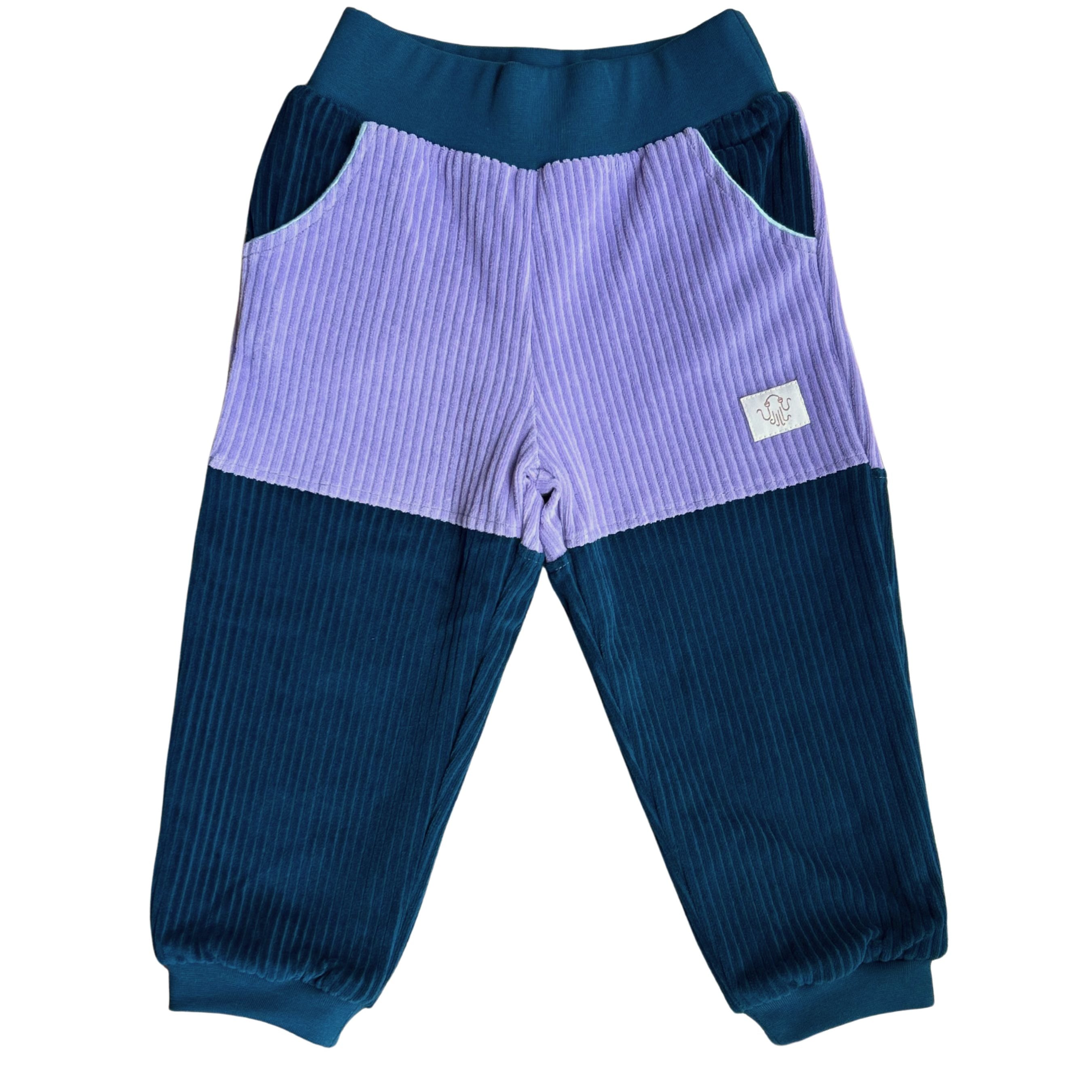 Mitwachsende Kinderhose/Outdoorhose | Cordnicki | Blau-Water by Night | Flieder-Water by Night