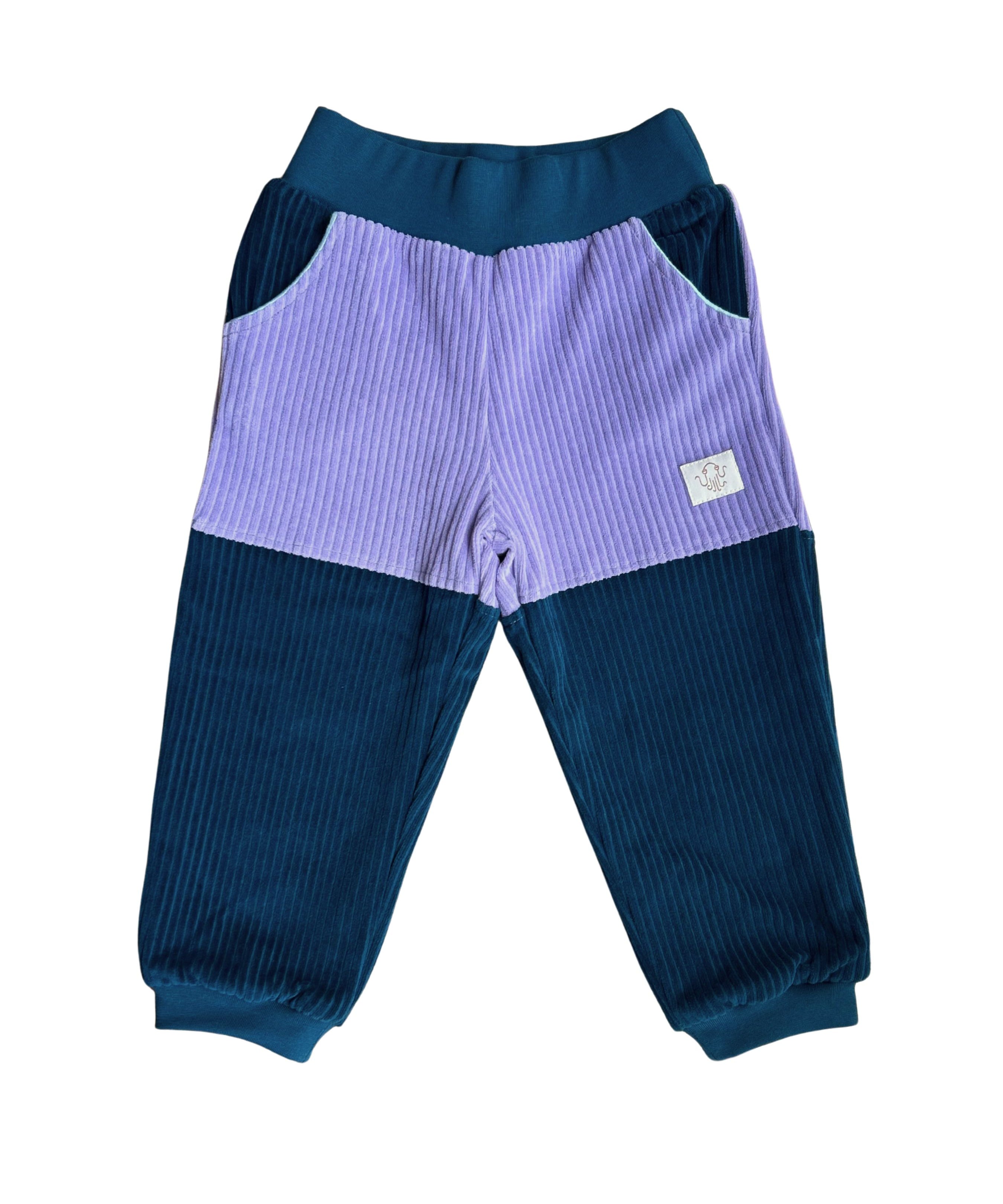 Elya children's trousers | Organic corduroy | Blue/Gray