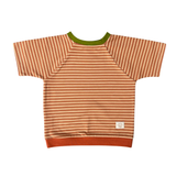 Mitwachsendes T-Shirt Kinder | Baumwolljersey | gestreift Caramel - Himmelblau