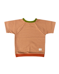 Mitwachsendes T-Shirt Kinder | Baumwolljersey | gestreift Caramel - Himmelblau