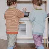 Mitwachsendes T-Shirt Kinder | Baumwolljersey | gestreift Caramel - Himmelblau