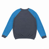 Warmer unisex Pullover aus Bio Baumwoll-Kuschelsweat | Dunkelgrau - Ozeanblau   | Ozeanblau - Eisblau