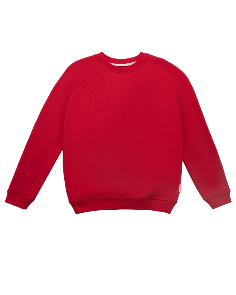 Fairer Kuschelpullover aus Bio-Baumwolle in Rot im Unisex-Schnitt von der Marke Oktopulli