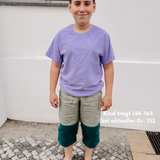 Mitwachsende kurze Hose Kinder aus Leinen | optionaler Knieschutz | uni - gestreifte Taschen