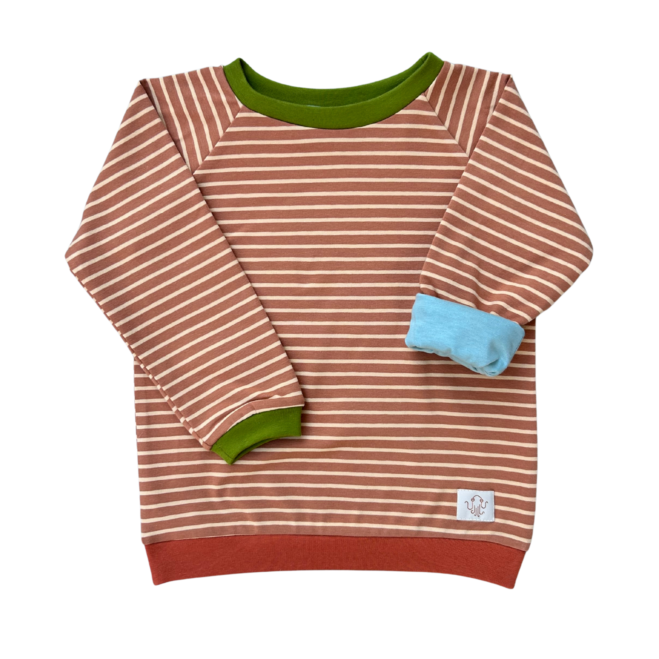 Mitwachsendes leichtes Langarmshirt aus Baumwolljersey Kinder | Orange - gestreift