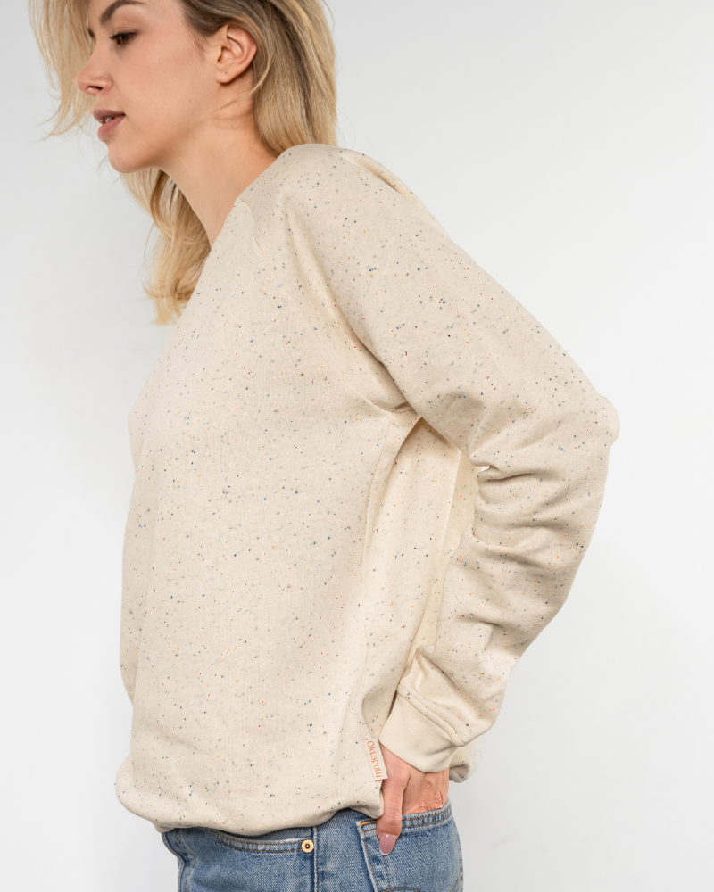 Warmer unisex Pullover aus Bio Baumwoll-Kuschelsweat | Creme Konfetti (multicolored)