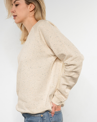Warmer unisex Pullover aus Bio Baumwoll-Kuschelsweat | Creme Konfetti (multicolored)