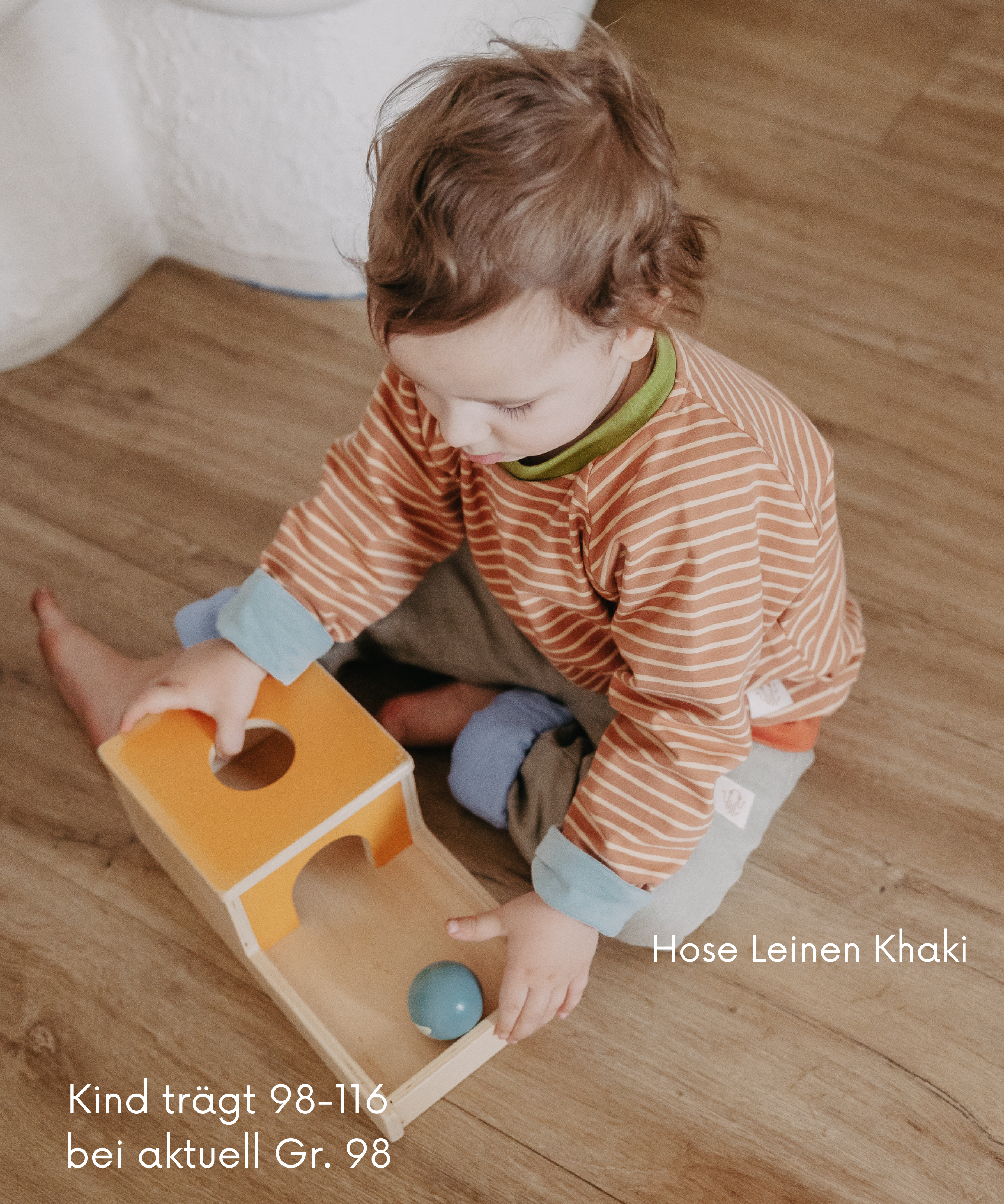 Mitwachsendes leichtes Langarmshirt aus Baumwolljersey Kinder | Himmelblau - gestreift