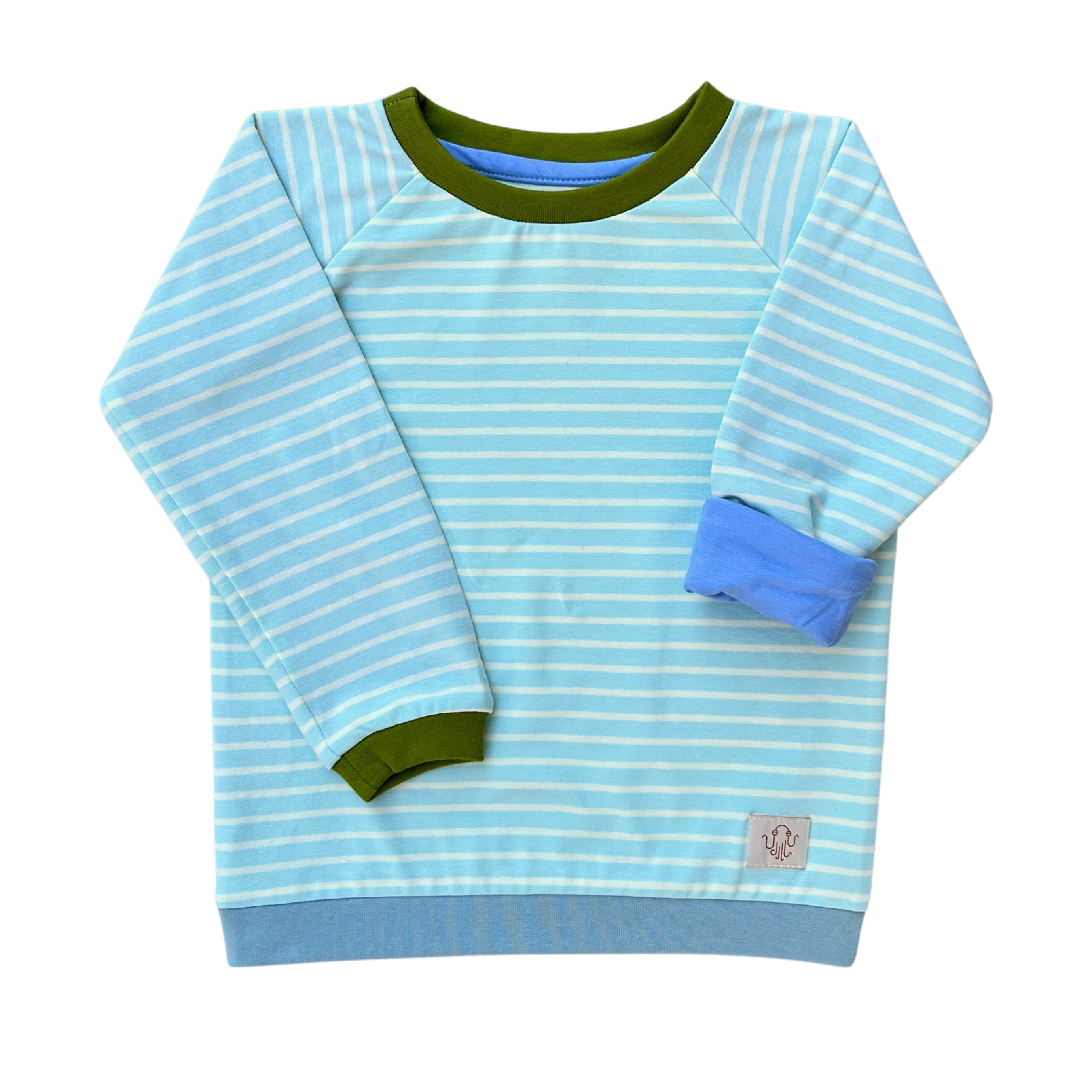 Mitwachsendes leichtes Langarmshirt aus Baumwolljersey Kinder | Orange - gestreift