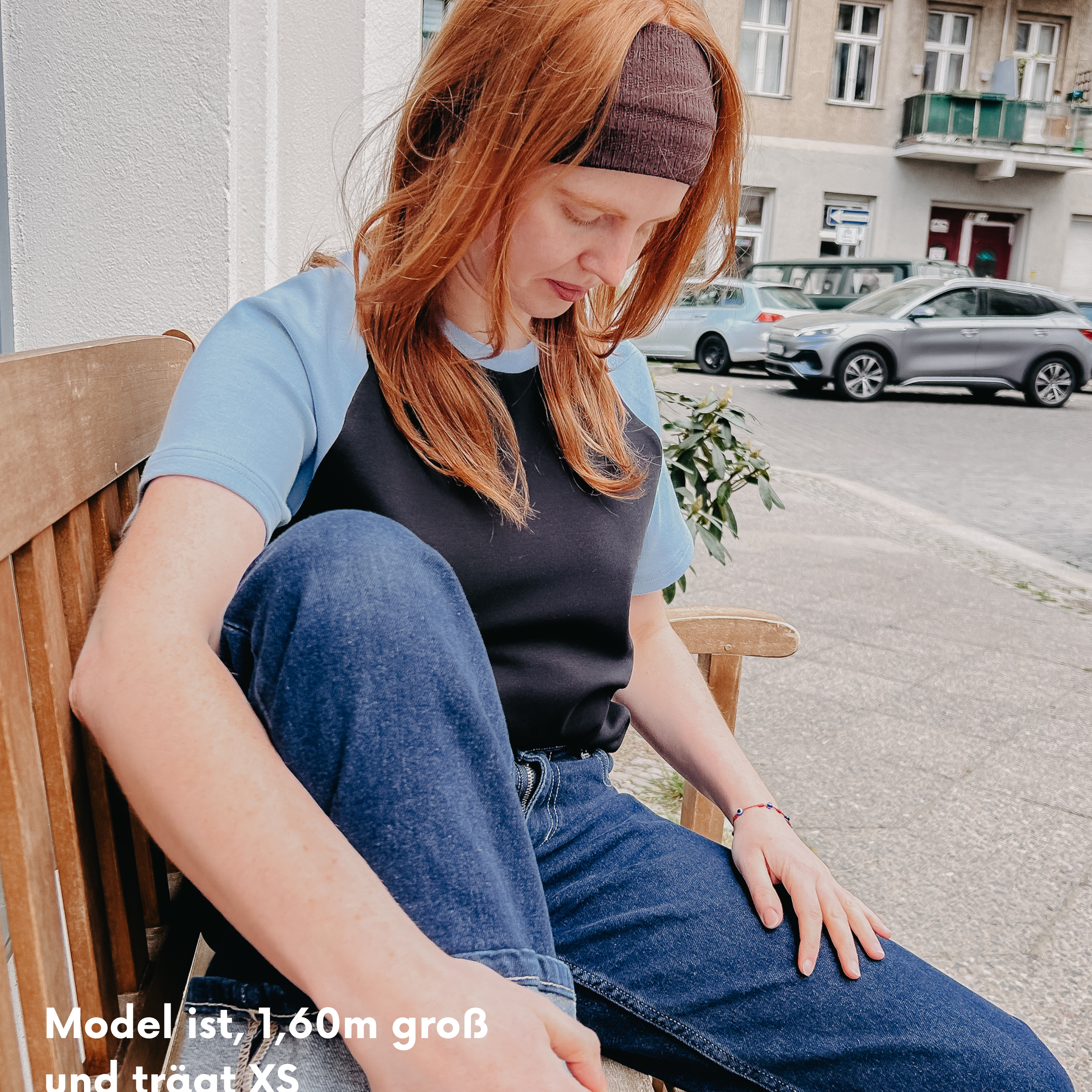 Weiches, langlebiges unisex T-Shirt aus Bio Baumwolle Interlock  | Schwarz - Hellblau