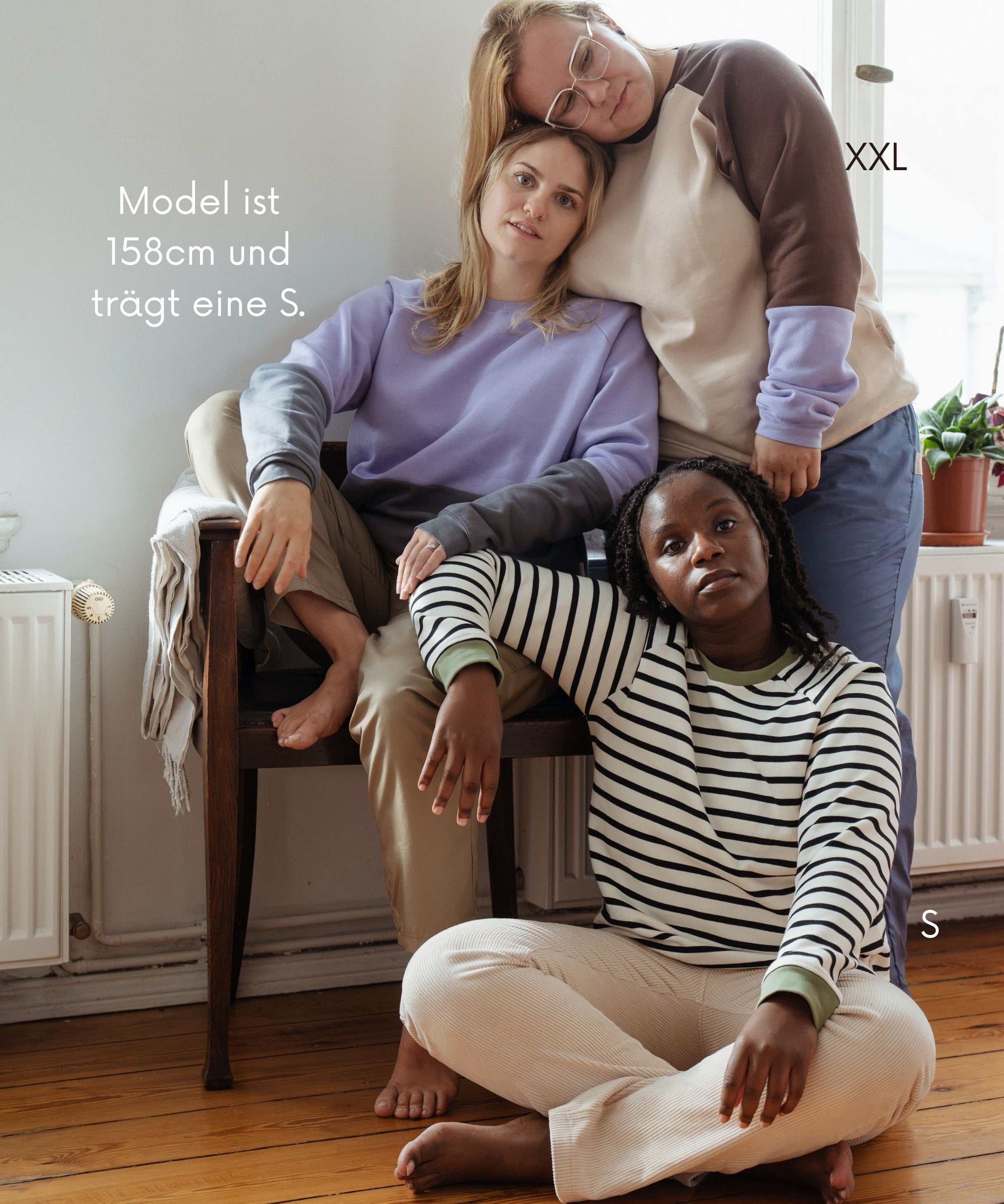 Warmer unisex Pullover aus Bio Baumwoll-Kuschelsweat | Flieder - Dunkelgrau | Ozeanblau - Dunkelgrau | Flieder - Macadamia