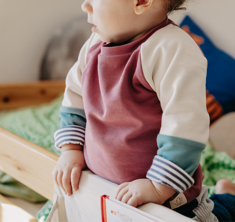 Mitwachsender Kuschelpullover Kinder | Creme/Altrosa