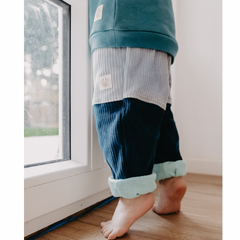 Elya children's trousers | Organic corduroy | Blue/Gray