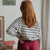 Warmer unisex Pullover aus Bio Baumwoll-Kuschelsweat | Streifen