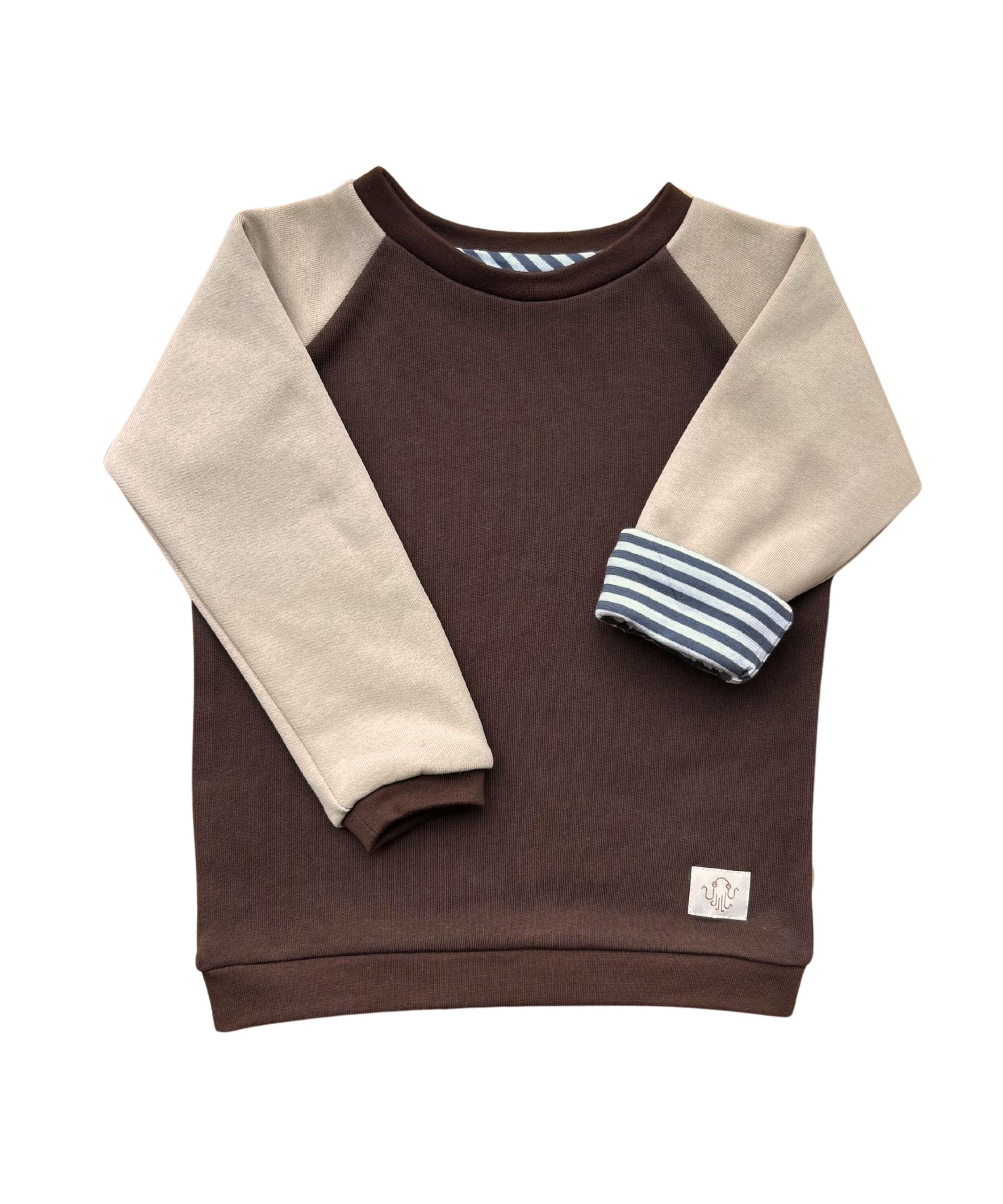 Mitwachsender warmer Pullover Kinder | Bio Baumwolle | Braun | Macadamia | Braun- Macadamia