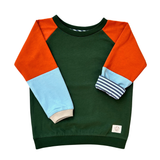 Mitwachsendes leichtes Langarmshirt aus Baumwolljersey Kinder | Waldgrün - Rostorange - Himmelblau