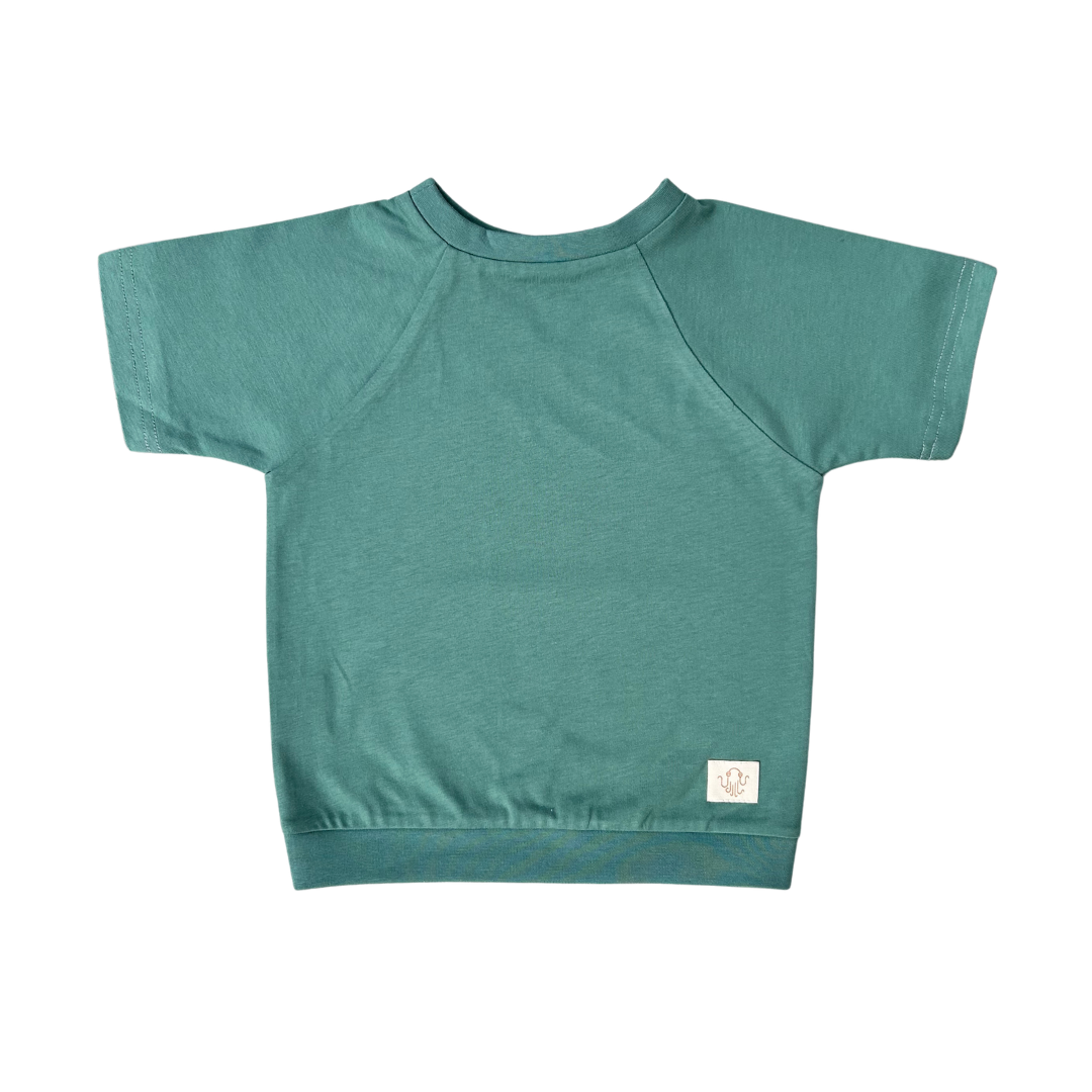 Mitwachsendes T-Shirt Kinder | Baumwolljersey | Avocadogrün | Unifarben