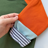 Mitwachsendes leichtes Langarmshirt aus Baumwolljersey Kinder | Waldgrün - Rostorange - Himmelblau