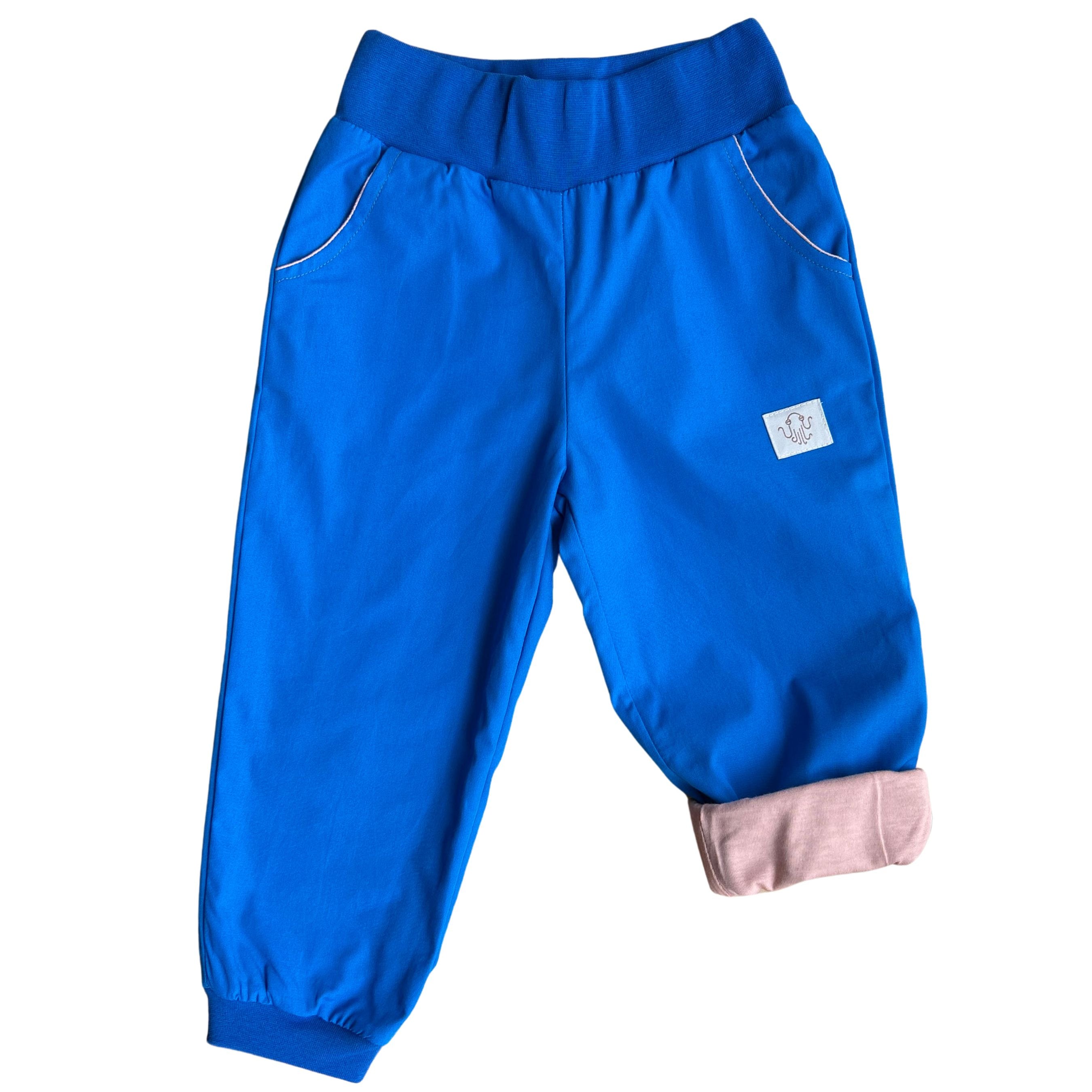Mitwachsende Kinderhose ganzjährig | Bio-Popeline | Uni Cobalt