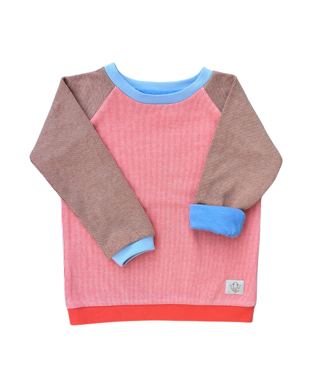 Mitwachsender Sweater Kinder ganzjährig | Alltagsbegleiter Rip | Apricot Terrakotta - Koralle - Himmelblau