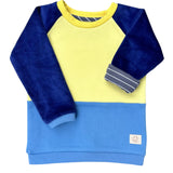 Mitwachsender warmer Pullover Kinder | Bio Baumwolle |  | Zartgelb - Blau