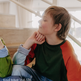 Mitwachsendes leichtes Langarmshirt aus Baumwolljersey Kinder | Waldgrün - Rostorange - Himmelblau