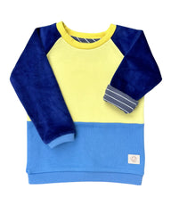Mitwachsender warmer Pullover Kinder | Bio Baumwolle |  | Zartgelb - Blau