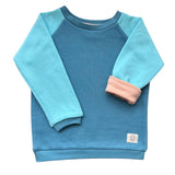 Mitwachsender warmer Pullover Kinder | Bio Baumwolle |  Dunkelgrau - Ozeanblau | Ozeanblau - Eisblau