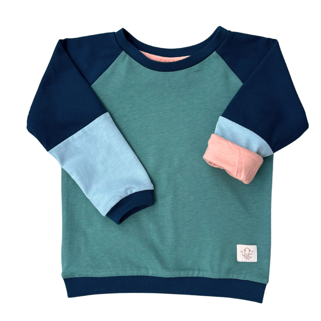 Mitwachsendes leichtes Langarmshirt aus Baumwolljersey Kinder | türkis - blau | Mila