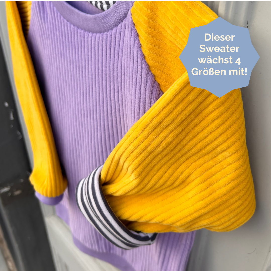 Mitwachsender Sweater Kinder ganzjährig | Cordnicki | Lila - Gelb | Luca