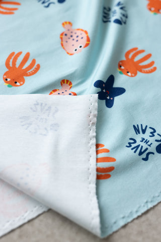 Faire Bio Stoffe |  100% Baumwoll-Jersey | Motiv Meerestiere