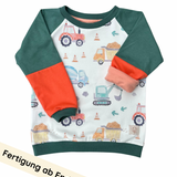mitwachsendes Langarmshirt | Baustellenfahrzeuge