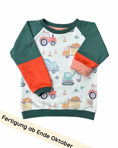 mitwachsendes Langarmshirt | Baustellenfahrzeuge