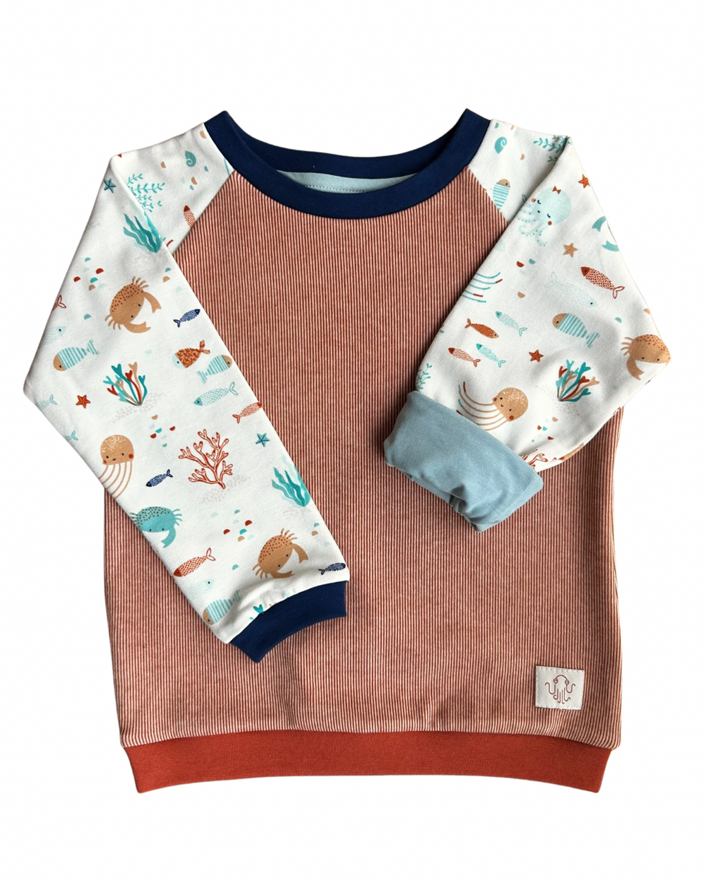 42. Mitwachsender Sweater Kinder ganzjährig | Bio Jersey | Meerestiere