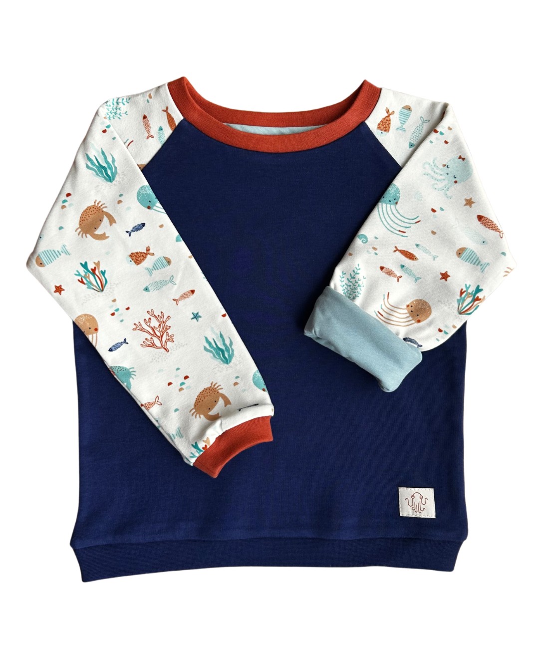 42. Mitwachsender Sweater Kinder ganzjährig | Bio Jersey | Meerestiere