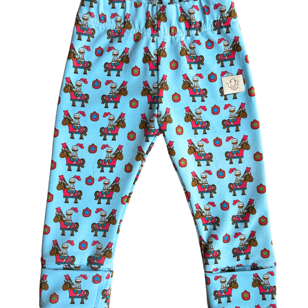 45. Mitwachsende Kinder-Leggings aus Bio-Baumwolle | Knieschutz | Ritter