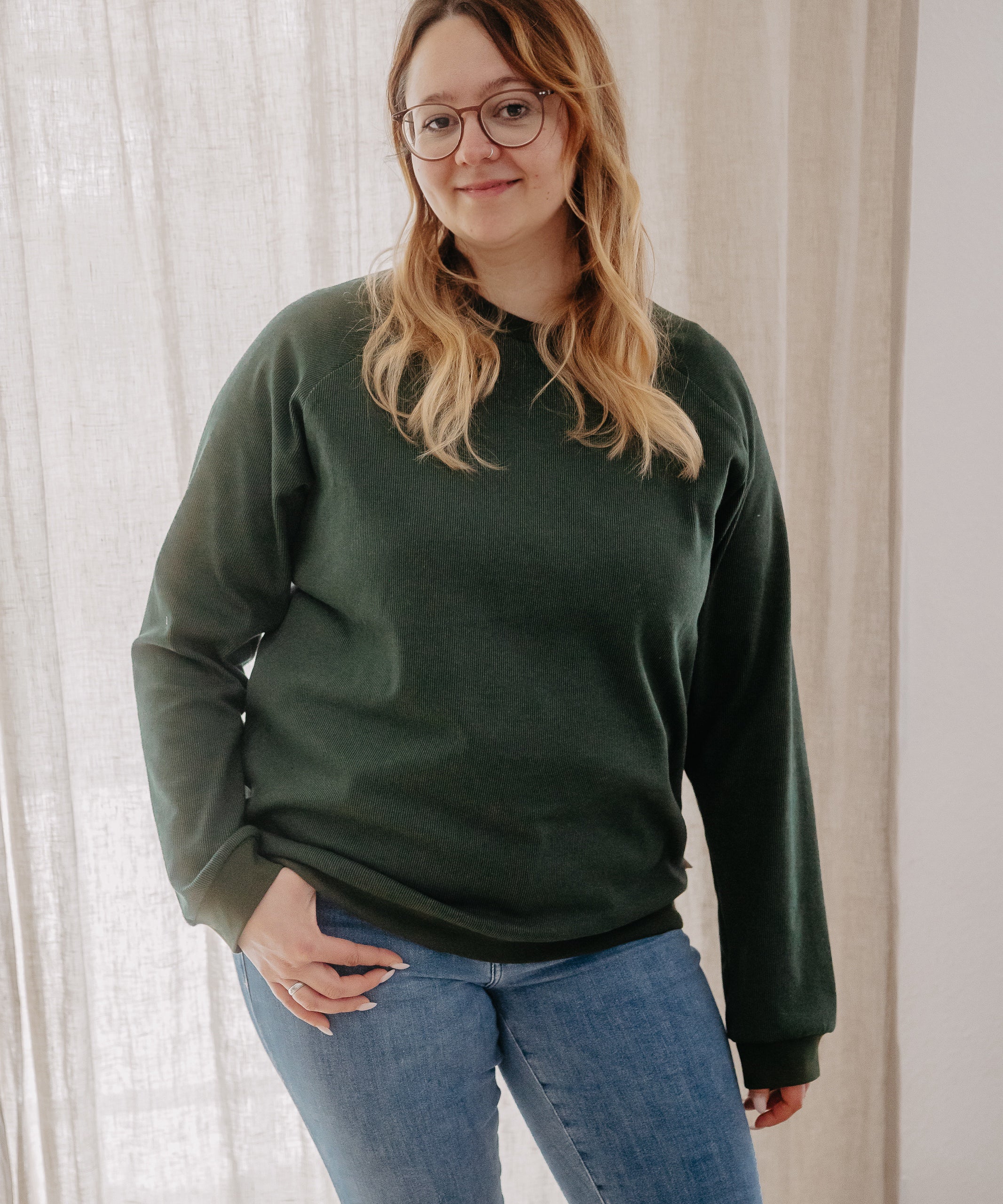 Unisex Sweater ganzjährig aus Baumwoll-Jacquard | Unifarben