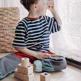 Bio Kinderkleidung I Mitwachsendes T-Shirt I Blau-gestreift