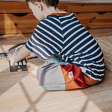 Bio Kinderkleidung I Mitwachsendes T-Shirt I Blau-gestreift