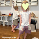 Mitwachsende kurze Hose Kinder aus Leinen | optionaler Knieschutz | uni - gestreifte Taschen