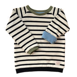 Mitwachsender warmer Pullover Kinder | Bio Baumwolle |  Streifen - Olive