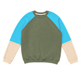 Warmer unisex Pullover aus Bio Baumwoll-Kuschelsweat | Olive - Eisblau - Macadamia