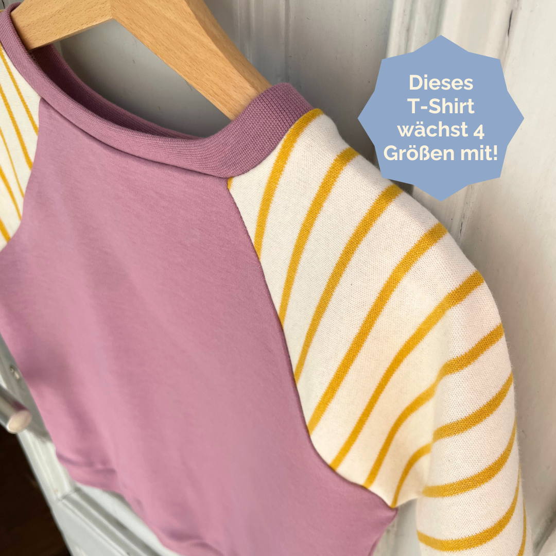 Seitenansicht des fairen Shirts für Kinder mit Raglan Schnitt von der Marke Oktopulli