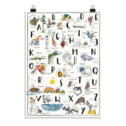 Poster ABC von Marisa Oeker. Jeder Buchstabe wird von einer passenden Illustration erläutert.