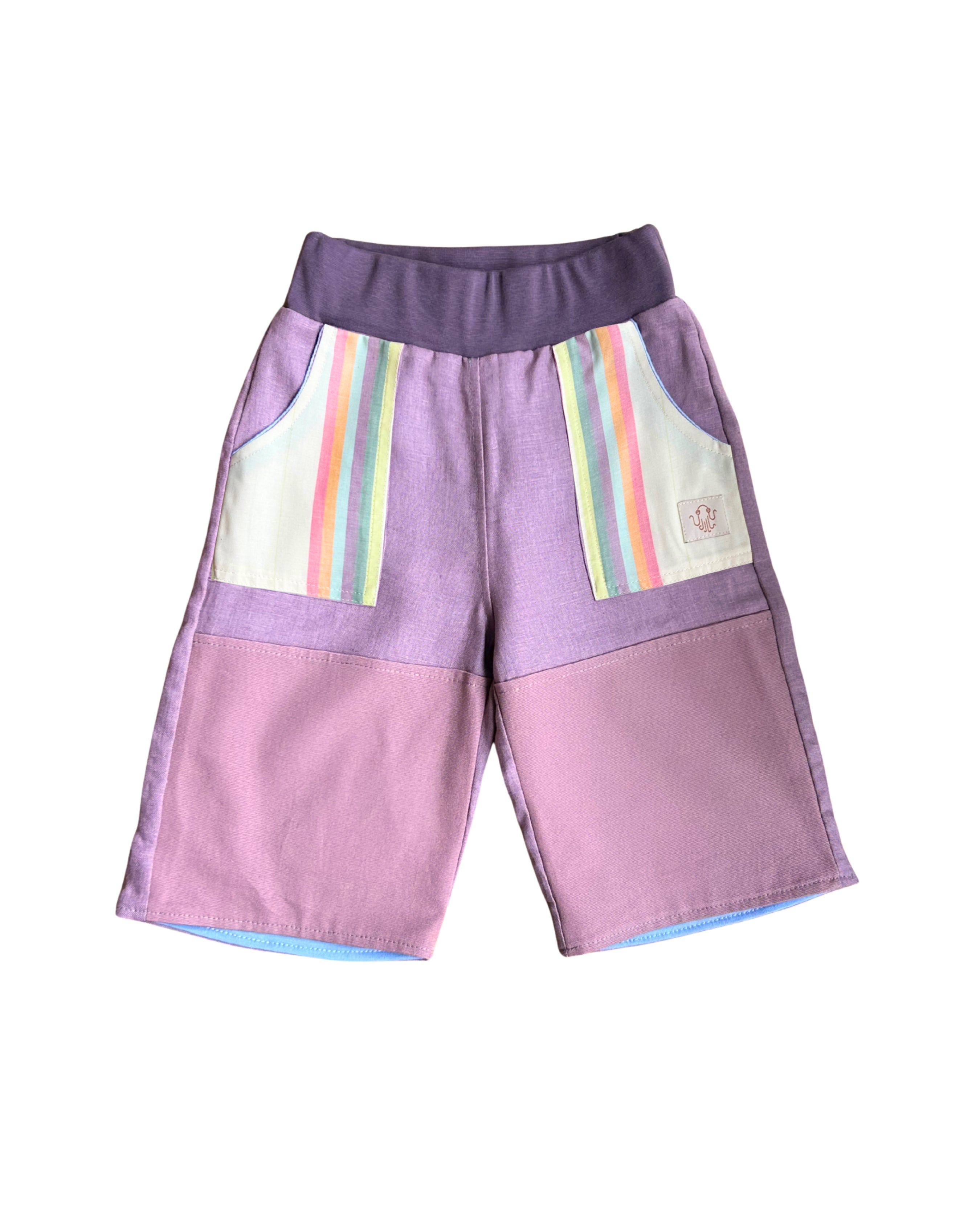 oktopulli Kurzehose Kinder rosa gestreift Knieschutz