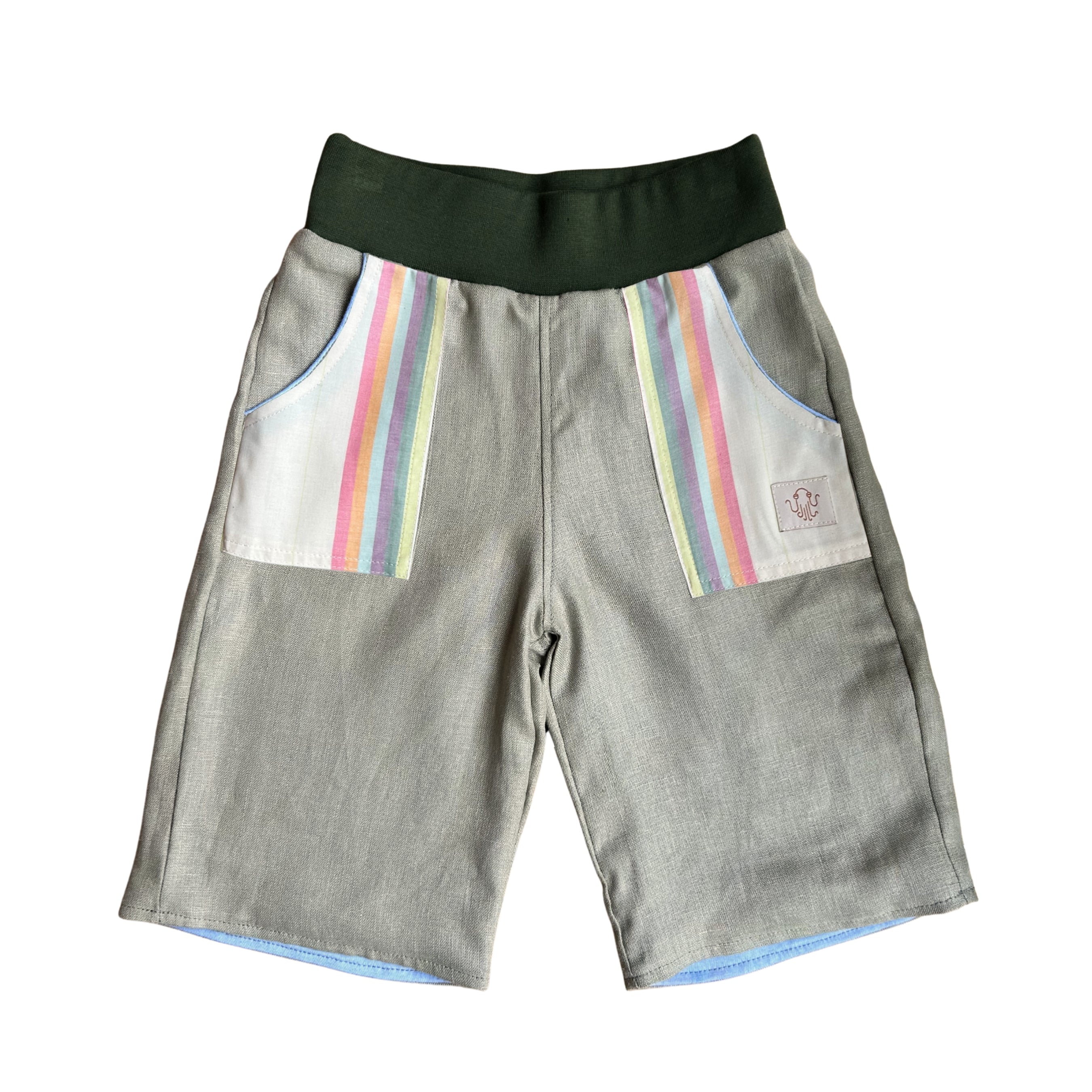 oktopulli Kurzehose Kinder grün gestreift