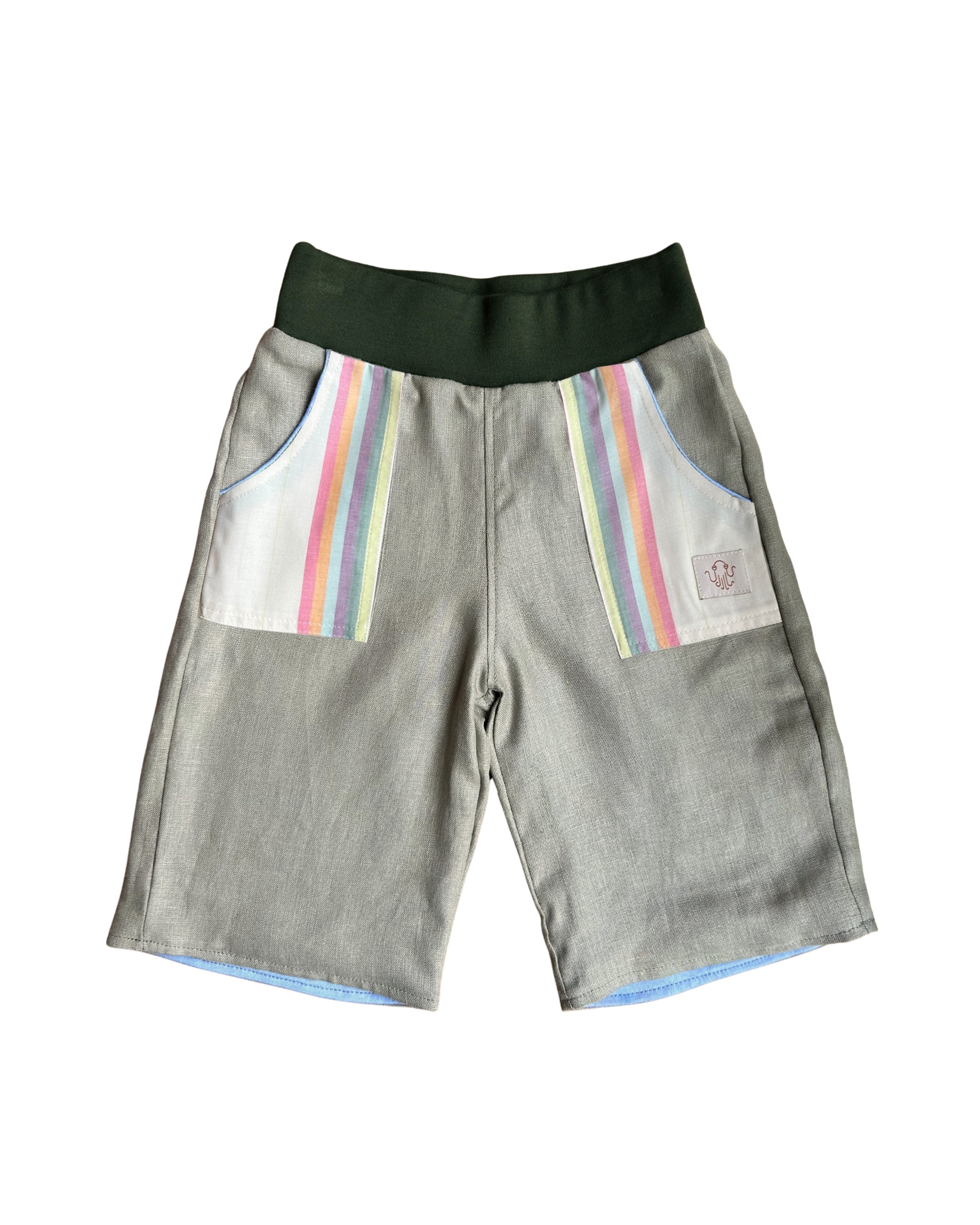 oktopulli Kurzehose Kinder grün gestreift