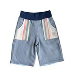 oktopulli Kurzehose Kinder hellblau gestreift